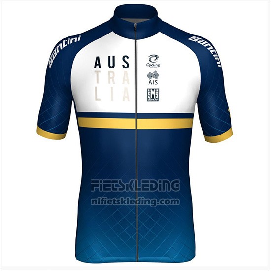 2018 Fietskleding Australie Wit en Blauw Korte Mouwen en Koersbroek